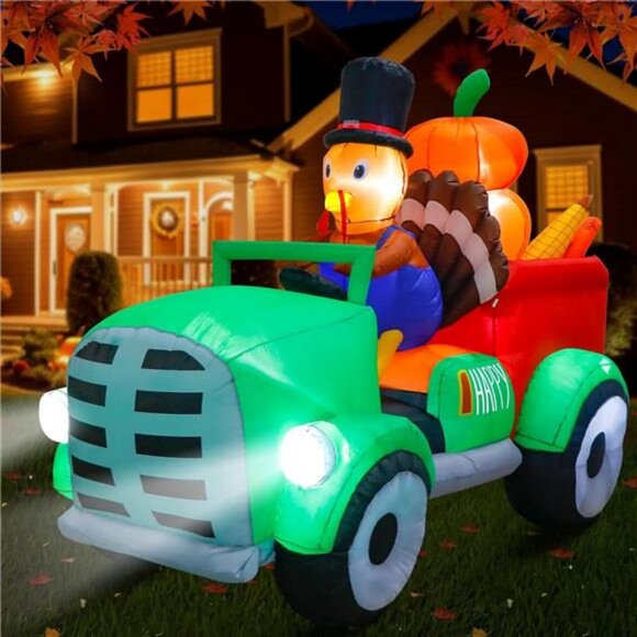 8FT Thanksgiving Inflatables Turkey Outdoor Decorations, Blow Up Turkey - Picture 1 of 7
